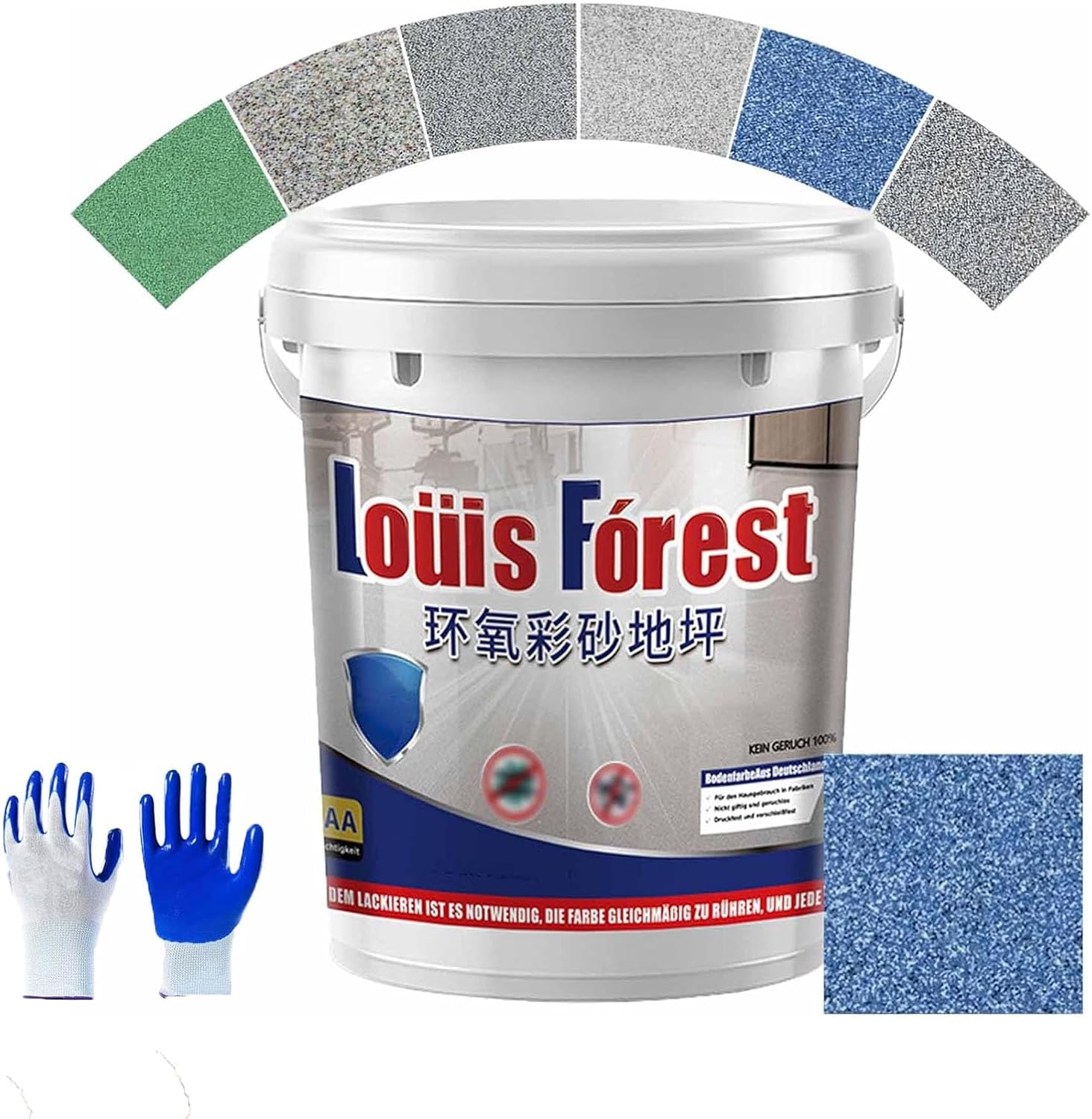 Epoxy Colored Sand Floor Paint, High Gloss Marble Effect Epoxy Floor Coating, Suitable for Both Interior and Exterior, Concrete, Tiles, Marble, Wear-Resistant and Anti Slip Paint (Blue, 0.5 Liters)